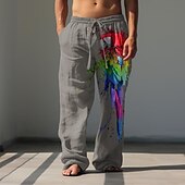 economico Classico-Per uomo Animale Uccello Pantaloni di Lino Pantaloni Larghi Misura del girovita medio Hawaiano Casual All&#039;aperto Abbigliamento casual alla moda Elastico in vita Primavera &amp; Autunno Autunno &amp; Inverno