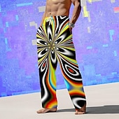 cheap Men&#039;s Printed Casual Pants-Men&#039;s Graphic Trousers Mid Waist Vacation Casual Summer Spring 3D Print Black Pink Blue
