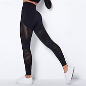 cheap Yoga Leggings &amp; Tights-Women&#039;s Yoga Pants Yoga Leggings Mesh Patchwork High Waist Yoga Gym Workout Pilates Tights Color Block Dark Grey Black Army Green Spandex Sports Activewear Stretchy Slim