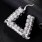 cheap Earrings-Women&#039;s Hoop Earrings Geometrical Precious Statement Imitation Diamond Earrings Jewelry Silver / Gold For Wedding Party Daily 1 Pair