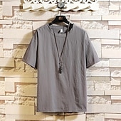 男性用 Tシャツ 半袖シャツ ティートップ 半袖 クルーネック 春夏 平織り ファッション デザイナー ベーシック バケーション ストリート お出かけ ブラック ホワイト ブルー メンズトップTシャツ お買い得  メンズカジュアルTシャツ-男性用 Tシャツ 半袖シャツ ティートップ 半袖 クルーネック 春夏 平織り ファッション デザイナー ベーシック バケーション ストリート お出かけ ブラック ホワイト ブルー メンズトップTシャツ