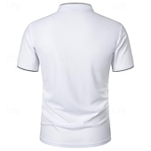 abordables Polo classique pour homme-Homme Chemise de golf Polos de Golf Travail Occasionnel Col montant Manche Courte Basique Moderne Bloc de Couleur Patchwork Boutons Printemps &amp; Été Coupe régulière Vin Noir Blanche Rose bleu marine