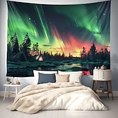 billige landskapsteppe-aurora nordlys hengende billedvev veggkunst stor billedvev veggmaleri dekor fotografi bakteppe teppe gardin hjem soverom stue dekorasjon
