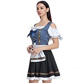 economico Dirndl-Carnevale Birra Oktoberfest Abiti Gonna a cerchio Tutu Bavarese Cameriera Tedesco Monaco di Baviera Prati Per donna Panno in stile tradizionale Vestito Grembiule Calzini
