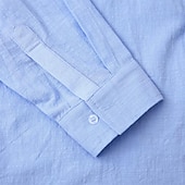 economico Casual da lavoro-Per uomo Camicia Camicia di lino Camicia in cotone e lino Camicia con colletto cinese Camicia con colletto alla coreana Camicia casual Semplice Vacanza Camicia hawaiana Bianco Blu marino Cachi Azzurro