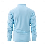 baratos camisetas básicas-Homens Camiseta T-shirt Manga Longa Quarter Zip Verão Côr Sólida Moda Designer Básico Zíper Ao ar livre Férias Trabalho Azul marinho Preto Branco Top Tee para Homens