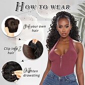 baratos Rabos-de-Cavalo-Extensão de rabo de cavalo encaracolado com cordão para mulheres negras marrom preto clipe encaracolado em extensões de cabelo Extensão de rabo de cavalo de 18 polegadas peruca sintética para festa