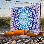halpa Mandala Matto-mandala boheemin sininen vihreä roikkuu kuvakudos seinä taide iso kuvakudos seinämaalaus sisustus valokuva tausta peitto verho koti makuuhuone olohuoneen sisustus