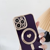 Недорогие Чехлы для iPhone-телефон Кейс для Назначение айфон 16 Айфон 15 Про Макс Плюс iPhone 14 13 12 11 Pro Max Plus Кейс на заднюю панель Поддержка беспроводной зарядки Защита от удара С сердцем ТПУ Покрытие