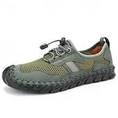 cheap Casual Lace-Up Shoes-Men's Faux Leather Green Outdoor Water Shoes, Breathable Quick-Dry Sports Footwear for Hiking, Beach and Summer Adventures