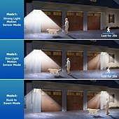 abordables Lampadaires-Projecteur solaire Shustar-280 LED, éclairage d&#039;extérieur avec détecteur de mouvement, éclairage de sécurité solaire avec télécommande, 3 modes, 3 têtes avec rallonge pour jardin, garage, porche
