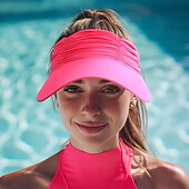 preiswerte Heizen und Kühlen-Modischer, einfarbiger UV-Sonnenschutz für Damen mit breiter Krempe, Visier, modischer Aufdruck, geraffter Sonnenschutz, leerer Sommer-Strandhut