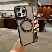 cheap iPhone Cases-Phone Case For iPhone 16 iPhone 15 Pro Max Plus iPhone 14 13 12 11 Pro Max Plus Back Cover With Magsafe with Stand Holder Support Wireless Charging Matte Frosted Retro TPU PC Metal