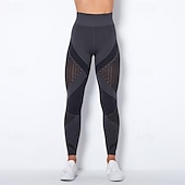 cheap Yoga Leggings &amp; Tights-Women&#039;s Yoga Pants Yoga Leggings Mesh Patchwork High Waist Yoga Gym Workout Pilates Tights Color Block Dark Grey Black Army Green Spandex Sports Activewear Stretchy Slim