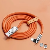 billiga Mobiltelefon kablar-passagerarkabel roterande magnetisk kabel 540 grader snabbladdning silikon typ trippel hand magnetisk kabel laddningskabel