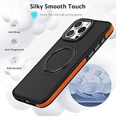 cheap iPhone Cases-Phone Case For iPhone 16 iPhone 15 Pro Max Plus iPhone 14 13 12 11 Pro Max Plus Back Cover With Magsafe with Stand Holder Support Wireless Charging Matte Frosted Retro TPU PC Metal