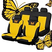 baratos Capas para bancos de automóveis-Fyautoper novas capas de assento de carro de 5/2 lugares com padrão absoluto bordado universal tecido respirável airbag seguro suv assento protetor acessórios