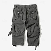 cheap Outdoor-Men's Capri Cargo Shorts Cargo Shorts Shorts Capri Pants Hiking Shorts Leg Drawstring 6 Pocket Plain Comfort Outdoor Daily Going out Fashion Streetwear Black Army Green