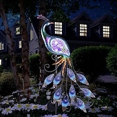 cheap Landscape Lights-Solar Garden Lights Outdoor Metal Peacock Garden Decor Solar Path Light Stakes IP65 Waterproof Landscape Light for Outdoor Yard Walkway Patio Lawn Ornaments