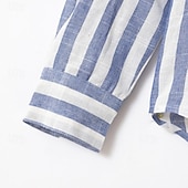 preiswerte Business Casual-Herren Hemd Leinenhemd Sommerhemd Freizeithemd Strandhemd Knopfhemd Gestreift Urlaub Ferien Schwarz Gelb Rosa Rot Langarm Umlegekragen Frühling &amp; Herbst Bekleidung Button-Down