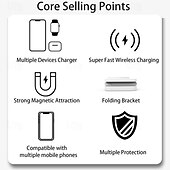 cheap Wireless Chargers-Wireless Charger 15 W Output Power Wireless Charging Station CE Certified Fast Wireless Charging MagSafe Universal For iPhone 14/13/12/11 Pro Max Universal Cellphone Gear Fit 2 R360 Apple Watch