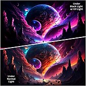 رخيصةأون Tapestries Blacklight-نسيج أسود يتفاعل مع الأشعة فوق البنفسجية ويتوهج في الظلام، حفلة مضيئة، شجرة نيون كون، قمر، مخدر، ضبابي، نسيج معلق، لوحة جدارية فنية لغرفة المعيشة