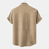 abordables Classique-Homme Chemise Chemise Lin chemises rétro Chemise Vintage Chemise ethnique Tribal du quotidien Bleu Vert Kaki Manche Courte Col rabattu Eté Printemps Vêtement Tenue