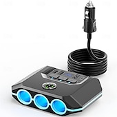 halpa Langattomat laturit-Tehokas 120 W 7-in-1 autolaturi, jossa 3 pistorasiaa ja 4 usb-porttia - yksittäisten kytkimien led-jännitenäyttö tehokkaaseen usean laitteen lataukseen