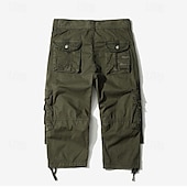 cheap Outdoor-Men's Capri Cargo Shorts Cargo Shorts Shorts Capri Pants Hiking Shorts Leg Drawstring 6 Pocket Plain Comfort Outdoor Daily Going out Fashion Streetwear Black Army Green
