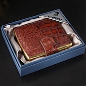 abordables Accessoires pour fumeurs-étui à cigarettes en cuir pour hommes, cadeau parfait, en stock, surface en cuir pu avec clips métalliques, support résistant à la pression, peut contenir 10 cigarettes