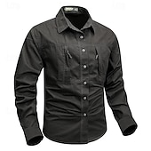 abordables Camisas de trabajo para hombre-Hombre Camisa Camisas de trabajo Camisa casual Abotonar la camisa Camisa cargo Negro Color Caquí Verde Ejército Gris Manga Larga Plano Cuello Vuelto Vacaciones Festivos Bolsillo delantero Ropa Moda