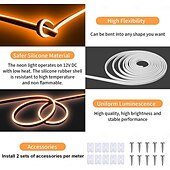 cheap Neon LED Lights-5V USB Waterproof Neon Strip Light 2M 6.5ft Battery Box Power Supply Neon Rope Light 240LED Waterproof IP65 Neon Light LED Light Strip Suitable for Bedrooms TV Backlight Cabinets