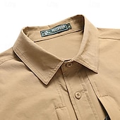 cheap Men&#039;s Work Shirts-Men&#039;s Shirt Workwear Shirts Work Shirt Button Up Shirt Cargo Shirt Black khaki Army Green Gray Long Sleeve Plain Turndown Vacation Holiday Front Pocket Clothing Apparel Fashion Casual Comfortable
