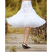 cheap Petticoat-Princess Lolita 1950s Knee Length Petticoat Hoop Skirt Tutu Under Skirt Solid Colored Women&#039;s Bachelorette Party Petticoat