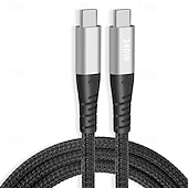 Недорогие Кабели для мобильных телефонов-1 упаковка Кабель USB 3.0 100 Вт 3,3 фута USB-C на USB-C 6 A Кабель для зарядки Быстрая зарядка Высокая скорость передачи данных нейлон плетеный Прямой угол Прочный Назначение Macbook iPad Samsung
