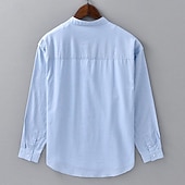 economico Casual da lavoro-Per uomo Camicia Camicia di lino Camicia con colletto cinese Camicia con colletto alla coreana Camicia casual Camicia di cotone Semplice Vacanza Camicia hawaiana Bianco Blu Beige Manica Lunga
