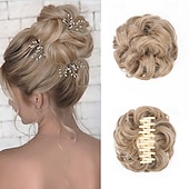 economico Chignon-fermaglio per capelli con artiglio, chignon per capelli sintetici, chignon riccio ondulato, extension per chignon, chignon spettinato, chignon per capelli con artiglio, coda di cavallo, scrunchie per capelli con clip per donna