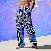 cheap Men&#039;s Printed Casual Pants-Men&#039;s Graphic Trousers Mid Waist Vacation Casual Summer Spring 3D Print Black Pink Blue