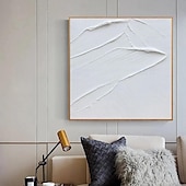 abordables Peintures Abstraites-peint à la main 3d texturé blanc peinture abstraite sur toile 3d texturé art mural boho moderne toile art salon décor pattle couteau peinture à l&#039;huile décor à la maison hôtel pièce d&#039;art