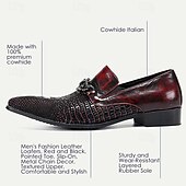 billiga Premium läder Loafers-Herr Tofflor och Slip-Ons Klänningslakor Läder Italienskt fullkornigt kohud Bekväm Halksäker Loafers Mörkbrun