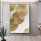 preiswerte Ölgemälde-handgemaltes gold-weißes 3D-Strukturgemälde, handgemachte Wandkunst, goldweißes abstraktes minimalistisches Gemälde, moderne abstrakte Leinwandkunst, weiß strukturierte goldene Wandkunst, neutrale