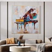 voordelige Abstracte schilderijen-piano olieverf handgeschilderde abstracte kunst geheugen rood piano schilderij muur kunst schilderij stilleven olieverf voor woonkamer slaapkamer ingang gewikkeld canvas klaar om schilderijen op te