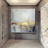 voordelige Olieverfschilderijen-minimalistisch abstract bergschilderij handgeschilderd extra groot landschap folie schilderij muur kunst grijs goud canvas schilderij op canvas grote muur kunst abstract schilderij voor woonkamer