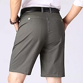 economico pantaloncini da lavoro-Per uomo Pantaloncini eleganti Pantaloncini da lavoro Pantaloncini da golf Tinta unica Resistente alle rughe Lunghezza del ginocchio Pantaloncini Verde militare Nero Vita alta Anelastico