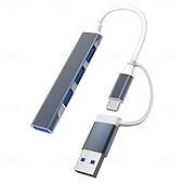 Недорогие Кабели для мобильных телефонов-USB-концентратор 4 в 1, тип C-USB 3.0, USB 2.0 с адаптером USB-C-USB A, 4 порта, док-станция mini USB, совместимая с macbookipad prodell, ноутбуками HP