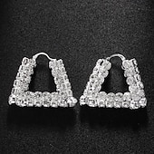 cheap Earrings-Women&#039;s Hoop Earrings Geometrical Precious Statement Imitation Diamond Earrings Jewelry Silver / Gold For Wedding Party Daily 1 Pair
