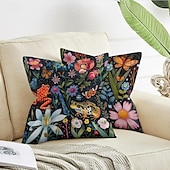 abordables style animalier-Housse de coussin décorative en forme de grenouilles tropicales, 2 pièces, taie d&#039;oreiller carrée douce, pour chambre à coucher, salon, canapé, chaise