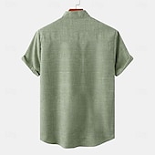 voordelige Klassiek-Voor heren Overhemd linnen overhemd retro-overhemden Vintage overhemd Etnisch shirt Tribal Dagelijks Bruin Groen Grijs Korte mouw Strijkijzer Zomer Lente Kleding