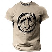 billiga T-shirts med 3D-tryck till herrar-Herr Grafisk Rolig Le ansikte T-shirt Kortärmad T-shirt 3D-tryck Rund hals Skjorta Mode Designer Dagligen Svart Grön Kaki Vår &amp; sommar Kläder S M L XL XXL XXXL