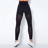 cheap Yoga Leggings &amp; Tights-Women&#039;s Yoga Pants Yoga Leggings Mesh Patchwork High Waist Yoga Gym Workout Pilates Tights Color Block Dark Grey Black Army Green Spandex Sports Activewear Stretchy Slim